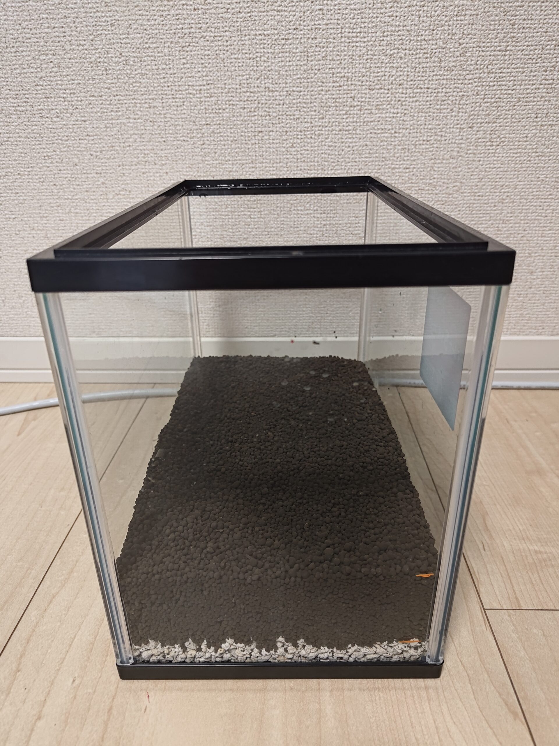 軽石の上にソイルを重ねた状態